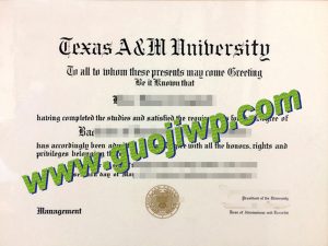 Texas A&M University degee certificate