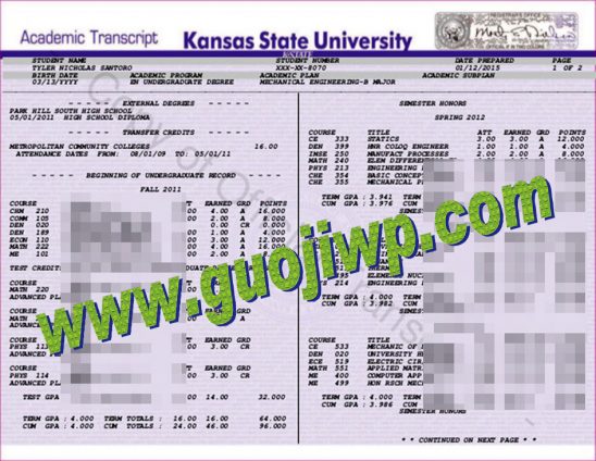 buy University of Kansas transcript