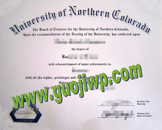 fake University of Northern Colorado degree certificate