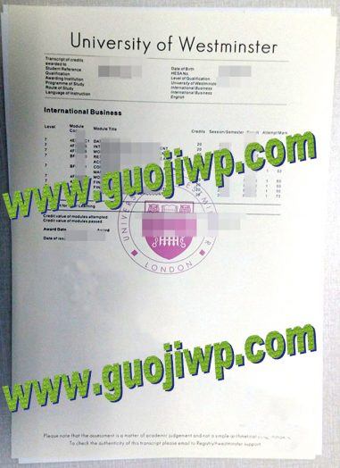 University of Westminster fake transcript