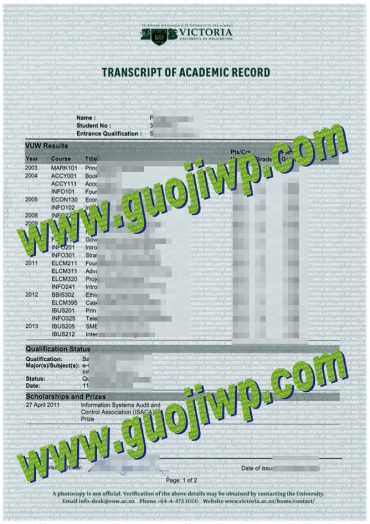 buy VUW transcript