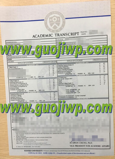 Yonsei University fake transcript