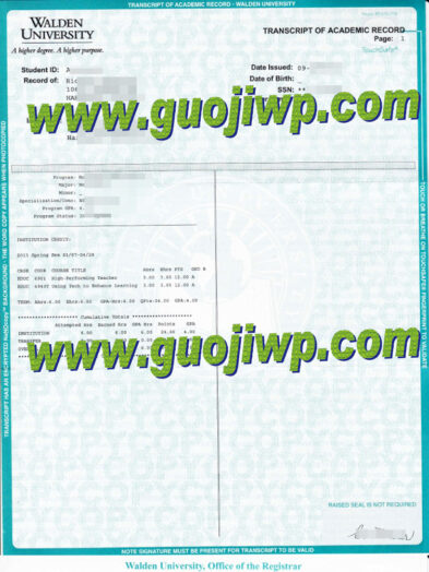 fake Walden University transcript